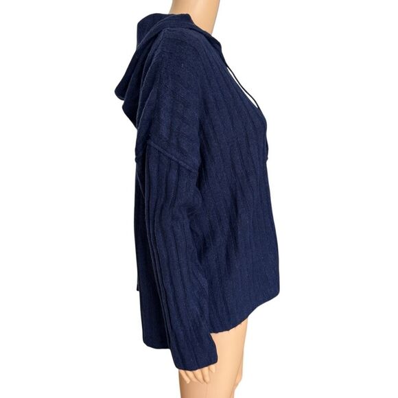 Sweet Romeo hooded ribbed-knit sweater pullover drawstring hood Size L NWOT - Picture 3 of 7